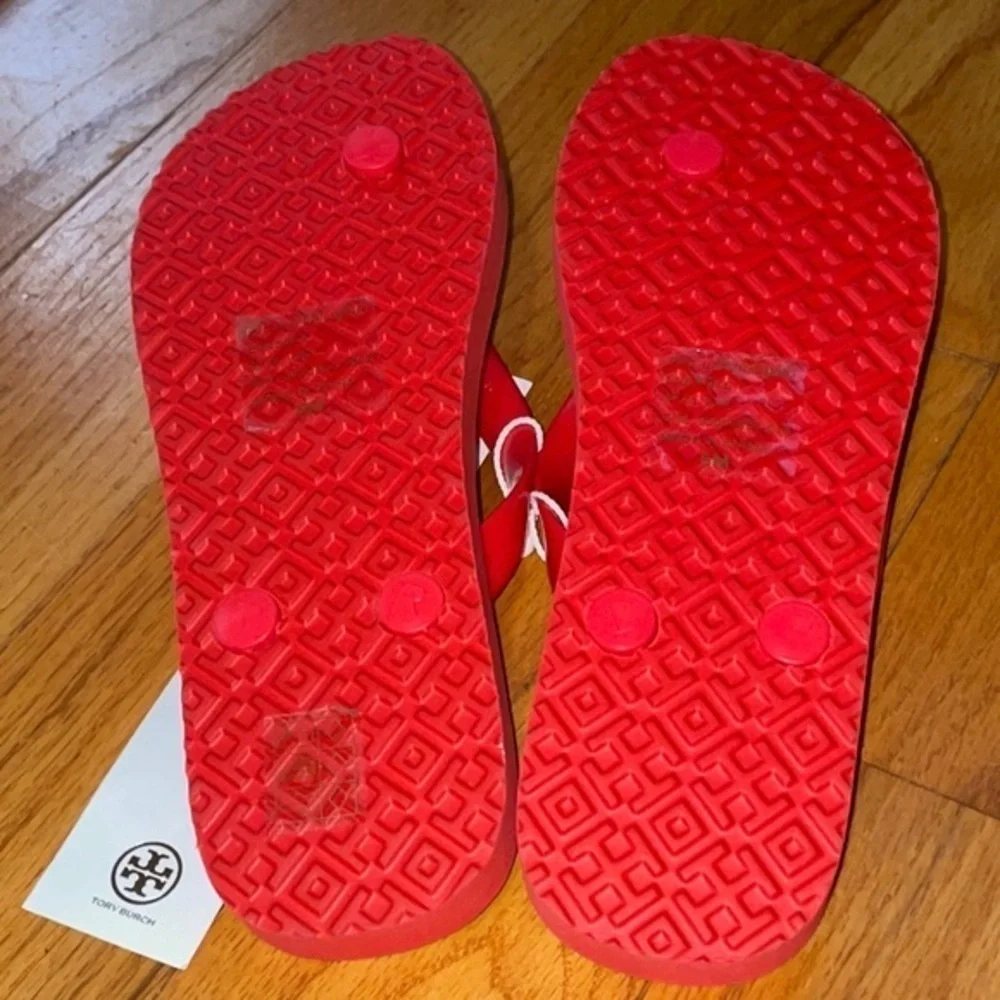 Tory Burch Classic T Zig Zag Chevron Preppy Herringbone Thong Flip Flop Sandals